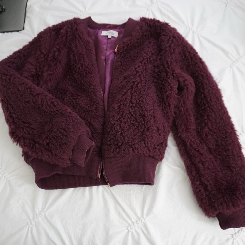 Purple fur jacket